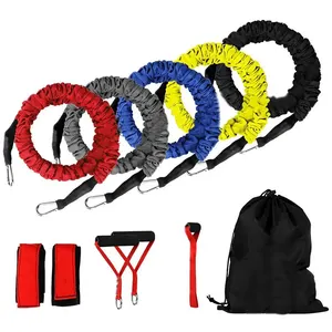 YETFUL Custom Multi Function Colored Fitness Home Equipment Pull Rope Tube 11 Pcs Resistance Band Set With Handle