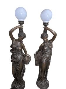 等身大屋外ガーデンブロンズ彫刻ランプヌード女性置物手キャストテクニックガーデンライト像M & X MXYS-0096 - Product Image 2