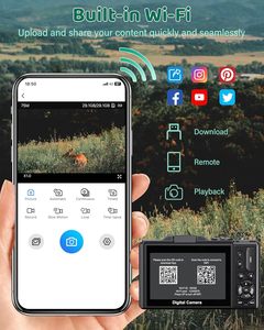 Appareil photo reflex numérique rétro 4K 48MP WiFi, écran CMOS vintage 2-3 pouces, enregistrement en time-lapse, autoportrait, prise de vue en continu, <span class=keywords><strong>image</strong></span> électronique - Product Image 5