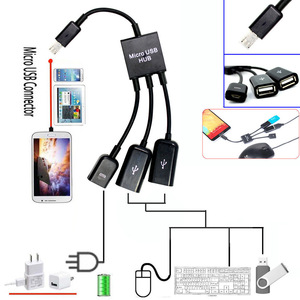 Cable adaptador Micro Usb Hub Otg para tableta, teléfono Android con tres puertos, carga y transferencia de datos - Product Image 3