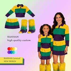 ชุดกระโปรงแม่ลูกงานคาร์นิวัลใหม่ ปี 2026 สีเขียว ชุดลายทางสวยงามสำหรับเด็กผู้หญิง ชุดวันหยุดสำหรับเด็ก ชุดงานมาร์ดิกราส์ใหม่สำหรับเด็กผู้หญิง - Product Image 1