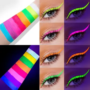 UV/สีนีออนใบหน้าและสีร่างกาย,6ขวด (10มล. แต่ละสี) สีสดใส