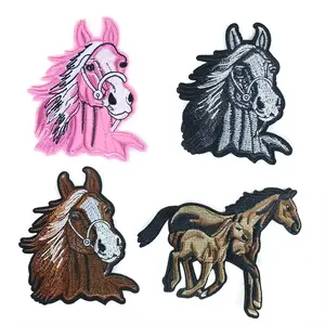 Horse Head And Mother Horse Embroidery Cloth Patch Creative Horse Galloping Back Adhesive Patch Clothing Accessories