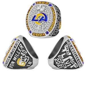 2021 年 NFL 洛杉矶公羊队冠军戒指套装展示盒男士时尚水钻戒指高端合金首饰 - Product Image 6