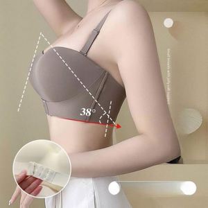 Thin <strong>French</strong> Beauty Back Underwear Women's <strong>Big</strong> <strong>Breast</strong> Show Small Lace Bra Set Summer Waistcoat Type Bra Wear - Product Image 3