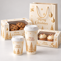 Boîte à Biscuits de Noël Blanche avec Fenêtre Imprimée Or Personnalisée pour Pâtisseries, Gâteaux, Desserts, Boulangerie, Fêtes, Vente en Gros