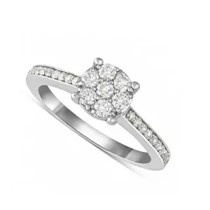 9925 Sterling Silver Jewelry Cluster Diamond Promise Ring Women Engagement
