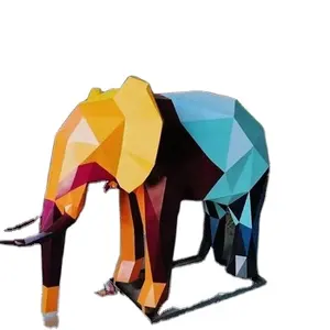 Scultura in fibra di vetro del centro commerciale del cortile della scultura animale del giardino degli ornamenti astratti all'aperto dell'elefante del fumetto