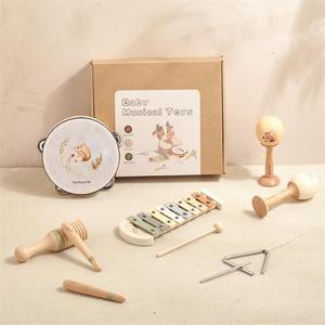 Ensemble d'instruments de musique en bois en gros pour l'éducation précoce, jouet apaisant avec piano 8 octaves, tambourin et hochet, jouets musicaux - Product Image 6