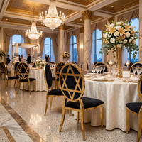 Chaise de salle à manger Luoweisen en métal doré, étoile de David, rembourrée, pour mariage, banquet, événements, hôtel, restaurant, décoration de meubles