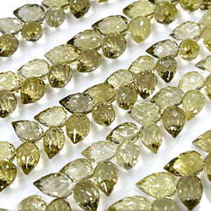 Bulk Direct Manufacturer's 8 Inch High Premium Lemon Quartz Faceted Briolette Tear Drop 6-9 <b>Stone</b> - Product Image 1