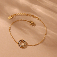 Ensemble de bijoux collier et bracelet YF8351 5A avec pendentif rond en zircon, plaqué or 18 carats, acier inoxydable étanche