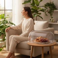 Vitrine à gâteaux en acrylique avec couvercle à charnières, couvercle alimentaire transparent pour présentoir de pâtisserie