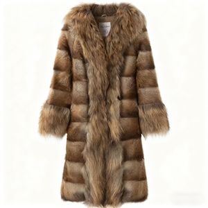 Áo khoác cổ chữ V Real Nutria Fur Luxury Velvet Nút đơn dày thẳng cắt cổ điển Áo khoác mùa đông ấm áp cổ điển - Product Image 1
