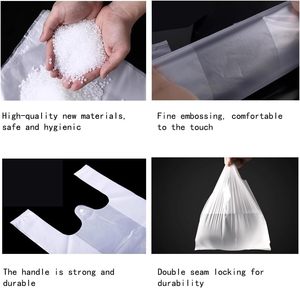 T-Shirt Carry-Out <b>Bags</b>, White Plastic Grocery <b>Bags</b> with Sturdy Handles, Standard Supermarket Size Merchandise <b>Bags</b> - Product Image 3