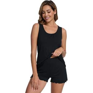 Ensemble de pyjama sans manches pour femmes, vêtements de nuit d'été, débardeur et short en viscose de bambou doux, vêtements de détente, tailles S-XXL - Product Image 1
