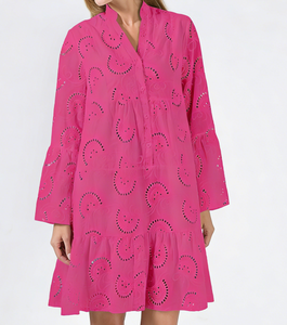 2026 New Plus Size Loose Cotton Casual Embroidered <b>Knee</b>-<b>Length</b> V-Neck Bell Sleeve <b>Dress</b>-Spring <b>Summer</b> Autumn - Product Image 1