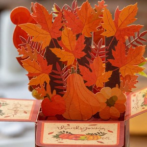 Carte de vœux 3D pop-up de Thanksgiving avec dinde, citrouille et maïs, en boîte, en papier recyclable, cadeau de fête - Product Image 3