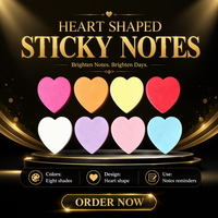 Blocs-notes adhésifs en forme de cœur, feuilles de notes adhésives colorées pour la décoration de bureau