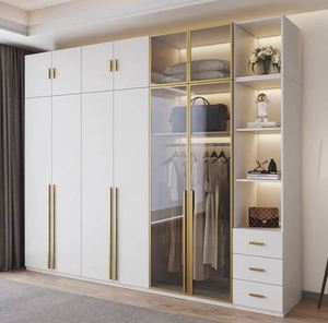 Armarios de Dormitorio Modernos de Diseño Nuevo, Proveedor de Fábrica, Armario de Almacenamiento de Madera con Tablero de Melamina de Lujo con 2 Puertas de Vidrio - Product Image 4