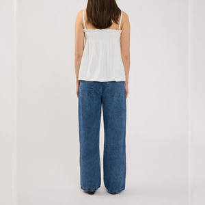 Fábrica de ropa de mujer personalizada <span class=keywords><strong>fruncido</strong></span> superior <span class=keywords><strong>blanco</strong></span> mujeres Casual blusa superior - Product Image 3