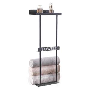 Étagère de rangement murale non perforée et porte-serviettes pour salle de bain - Product Image 6