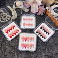 Lot de 10 faux ongles en PMMA faits à la main, courbes 3D, style amande française, à presser, couvrance totale, réutilisables, livraison rapide