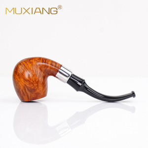 MUXIANG Wooden Tobacco Pipe Bent Type Solid Briar Wood Handcrafted Smoking Pipe For Men Gift - Product Image 3