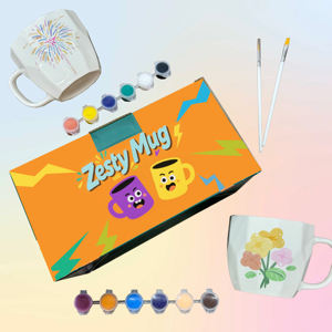 Pinte su propio juego de tazas de cerámica, tazas reutilizables a prueba de fugas, lavavajillas, microondas, diseño seguro, <span class=keywords><strong>Kit</strong></span> de pintura de cerámica para principiantes - Product Image 1