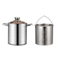 Friteuse en acier inoxydable 304 avec panier filtrant, poignées doubles, multifonctionnelle, pour une cuisson saine et économe en huile, idéale pour la cuisine domestique