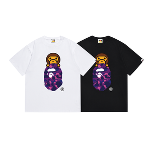 เสื้อยืดผู้ชาย A Bathing Ape ลายหัวใจ พิมพ์โลโก้ดอกกุหลาบ สีขาว สีดำ ทรงปกติ ผ้าฝ้าย แขนสั้น - Product Image 5