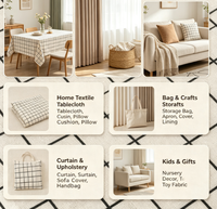 Tissu tissé imprimé aspect lin nordique, mélange de coton 10S, 180 GSM, largeur 58/60 pouces, laminé PE, écologique, pour nappes, coussins et tabliers