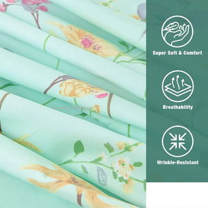 Juego de sábanas de microfibra con estampado botánico de alta calidad, 6 piezas, ropa de cama transpirable con sábana plana, sábana bajera y fundas de almohada - Product Image 3