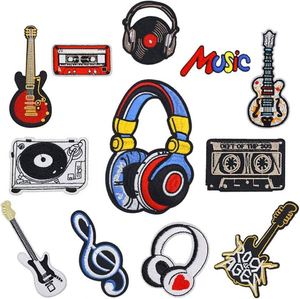 Patchs thermocollants brodés style musical écologiques pour la réparation de vêtements, motifs instruments de musique, vente en gros - Product Image 3