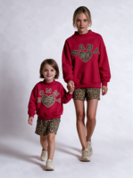 Sweat-shirt à col montant imprimé pois, ensembles assortis Maman et Moi, combinaison bulle oversize, hiver, 100% coton, anti-plis