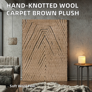 Alfombra Moderna de Lana Anudada a Mano de Alta Calidad, Color Marrón Natural, Pelo Afelpado, Diseño Novedoso, Apta para Mascotas, para Uso en Hogar y Hotel - Product Image 2