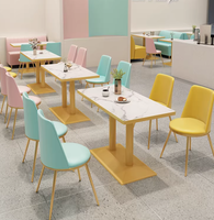Ensemble table et chaises de restaurant en mousse haute densité et métal, durable, prix usine, pour restaurant, café, salon de thé