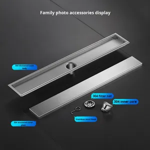 Custom Cross-Border 304 Stainless Steel Rectangular Floor Drain Gold Hidden Extended Modern Design Bathroom - Product Image 4