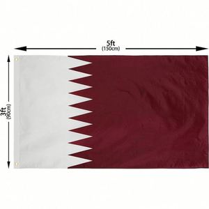 Drapeau du Qatar à double couture 3x5 pieds, grand format, en polyester 100D résistant à la décoloration, pour décoration intérieure et extérieure - Product Image 2