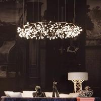 Lustre suspendu moderne pour décoration de mariage, style loft, motif luciole, fleur dorée, lampe LED