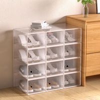 Boîte à chaussures en plastique transparent modulaire empilable, organisateur de chaussures durable pour baskets, chaussures décontractées, pour salon, chambre à coucher