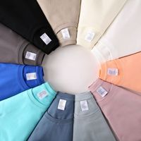 T-shirt vierge unisexe personnalisé en coton tricoté 210g épais, respirant, écologique, anti-rétrécissement, coupe oversize, couleur unie, collection été