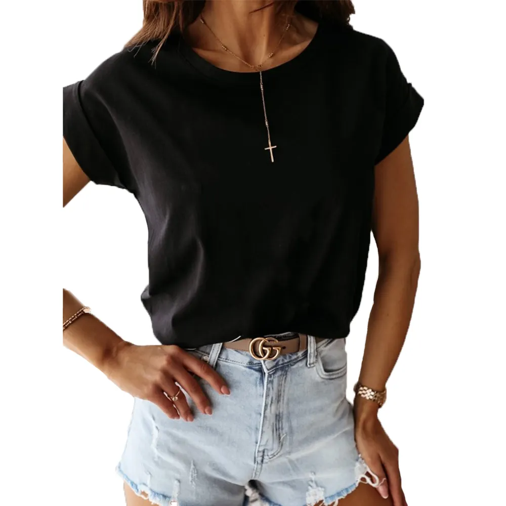 Sommer Mode Stil Blusen Hemd Frauen Casual Shirt Tops Damen Plain Blusen einfarbig Tops Blusas Mujer