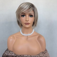 Perruque courte Pixie Bob en soie, 100% cheveux humains européens, couleur blonde Balayage, base en soie, perruque Lace Front 13x4 pour femmes souffrant de perte de cheveux