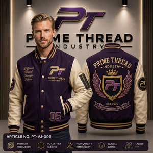Chaqueta Varsity para Hombre, Unisex, Cuerpo de Lana, Mangas de Cuero PU, Logotipo Bordado, Forro Acolchado, Chaqueta Letterman de Invierno - Product Image 1