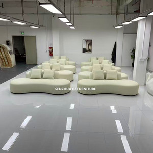 Modernes, gebogenes <span class=keywords><strong>Sofa</strong></span> garnitur aus Leder/Stoff für das Apartment Hotel Villa-PU-Material mit Schwamm füllung - Product Image 3