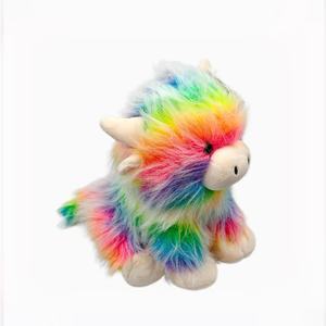 Peluche Mucca Highland Arcobaleno, Morbido Pupazzo Animale Imbottito, Simpatico Giocattolo Colorato <span class=keywords><strong>da</strong></span> Fattoria, Regalo per Bambini, Decorazione Rilassante per il Sonno dei Neonati - Product Image 2