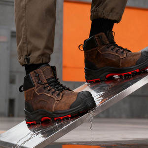 Bottes de sécurité mi-montantes en cuir marron DSF53 pour le travail, la randonnée et les activités tactiques, toutes saisons, fabriquées en Chine - Product Image 5