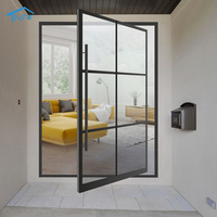 Portes pivotantes modernes en aluminium à double vitrage trempé avec grand panneau en verre NF American pour l'intérieur des pièces/maisons de campagne