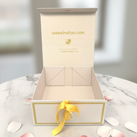 Boîte à cadeaux magnétique pliable de luxe avec logo personnalisé, boîte en papier, boîte à cadeaux magnétique blanche avec ruban